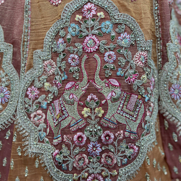 Damsel - Double Dupatta Tissue Silk Multi Color Festival Carnival Lehenga