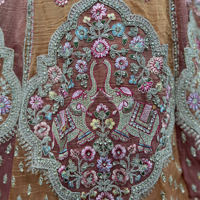Damsel - Double Dupatta Tissue Silk Multi Color Festival Carnival Lehenga