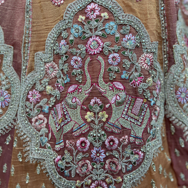 Damsel - Double Dupatta Tissue Silk Multi Color Festival Carnival Lehenga