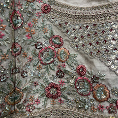 Rosé - Wedding Trousseau in Pastel Hues Raw Silk Off White Bridal Lehenga