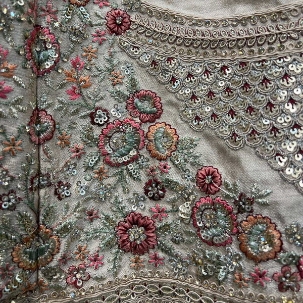 Rosé - Wedding Trousseau in Pastel Hues Raw Silk Off White Bridal Lehenga
