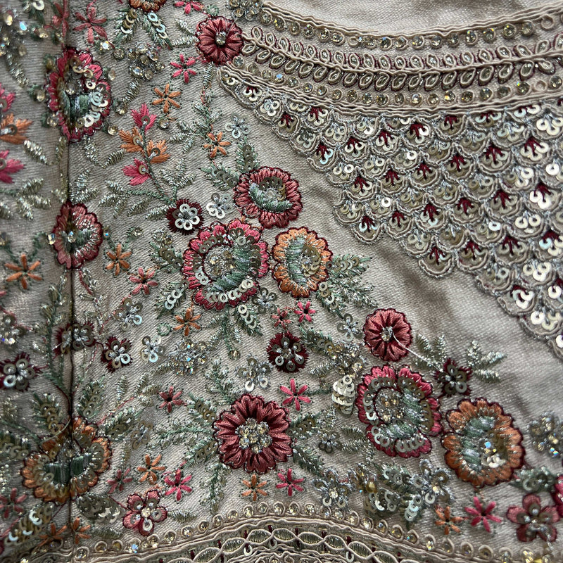 Rosé - Wedding Trousseau in Pastel Hues Raw Silk Off White Bridal Lehenga