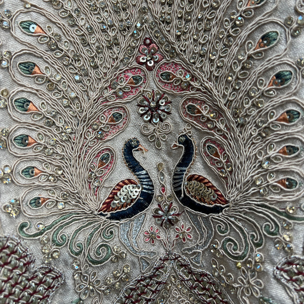 Rosé - Wedding Trousseau in Pastel Hues Raw Silk Off White Bridal Lehenga