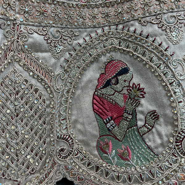 Rosé - Wedding Trousseau in Pastel Hues Raw Silk Off White Bridal Lehenga