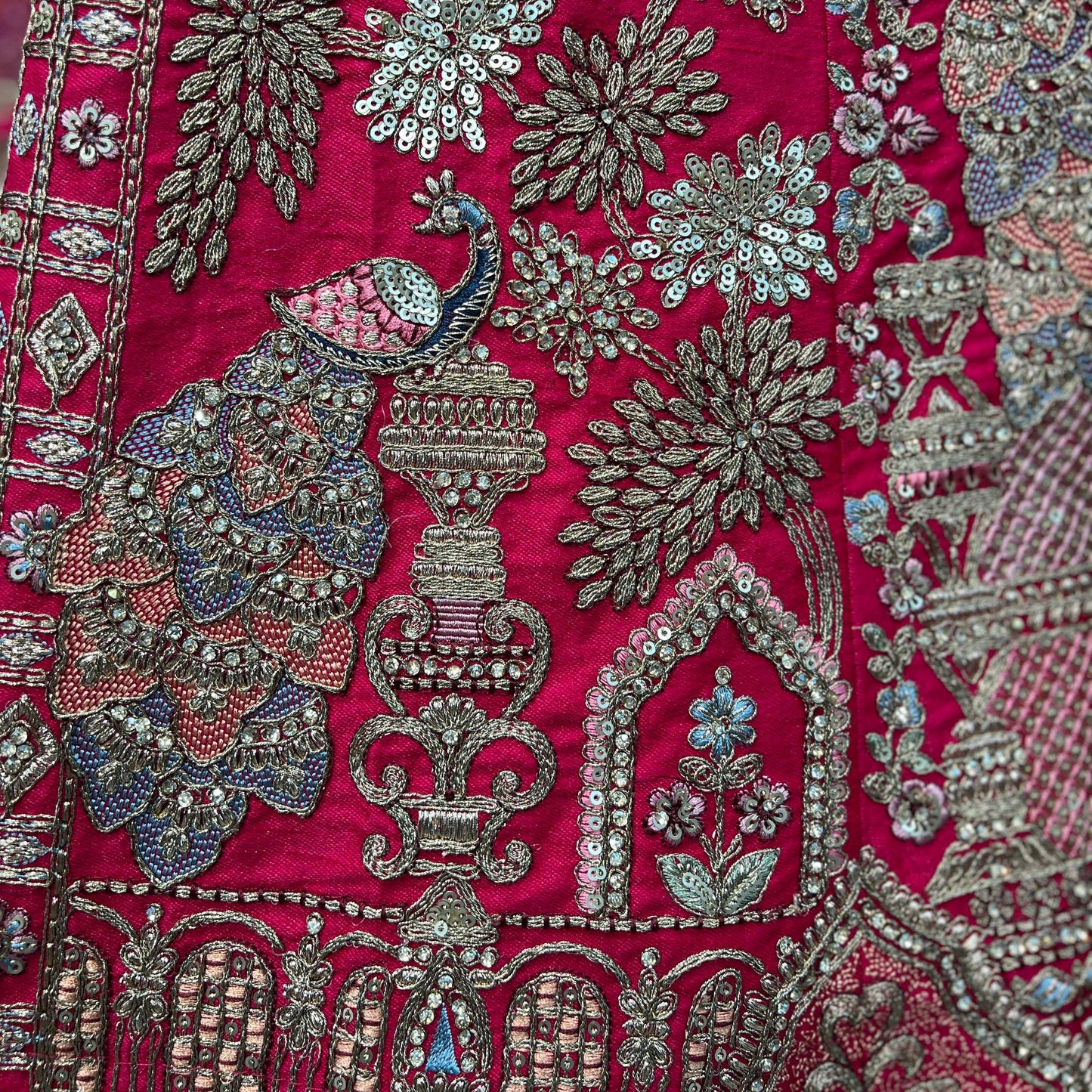 Dulhan in Rani Pink Lehenga : Peacock Design Double Dupatta Bridal Lehenga