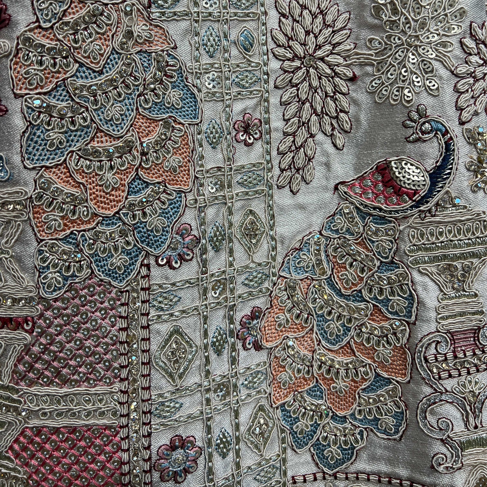 Rosé - Double Dupatta Raw Silk Ivory Bridal Lehenga