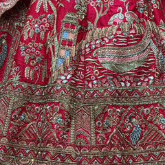 Embroidered pink bridal lehenga bodice and border with zari detailing