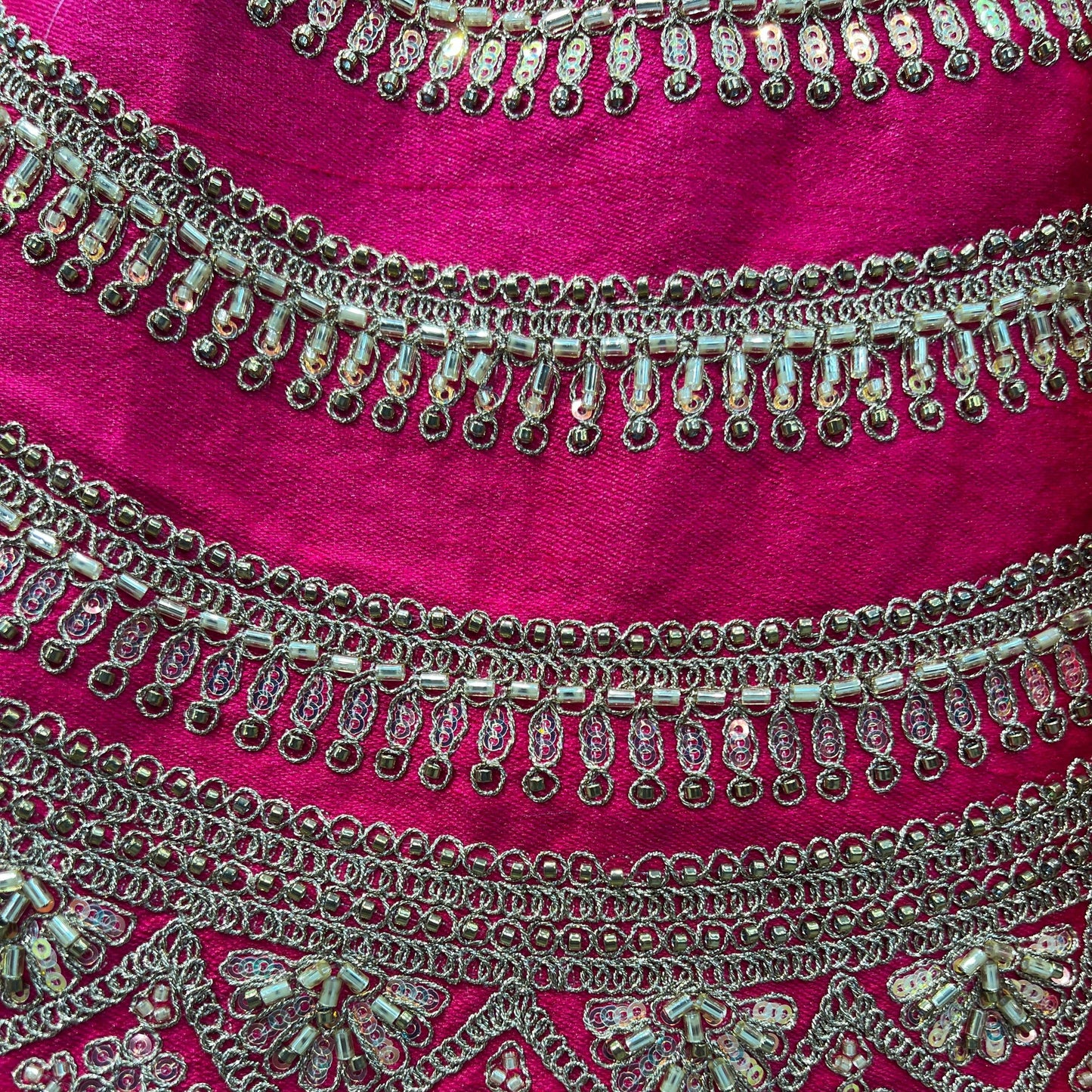 Handwork Rani Pink Bridal Lehenga : Double Dupatta Minimal Style Flared Lehenga