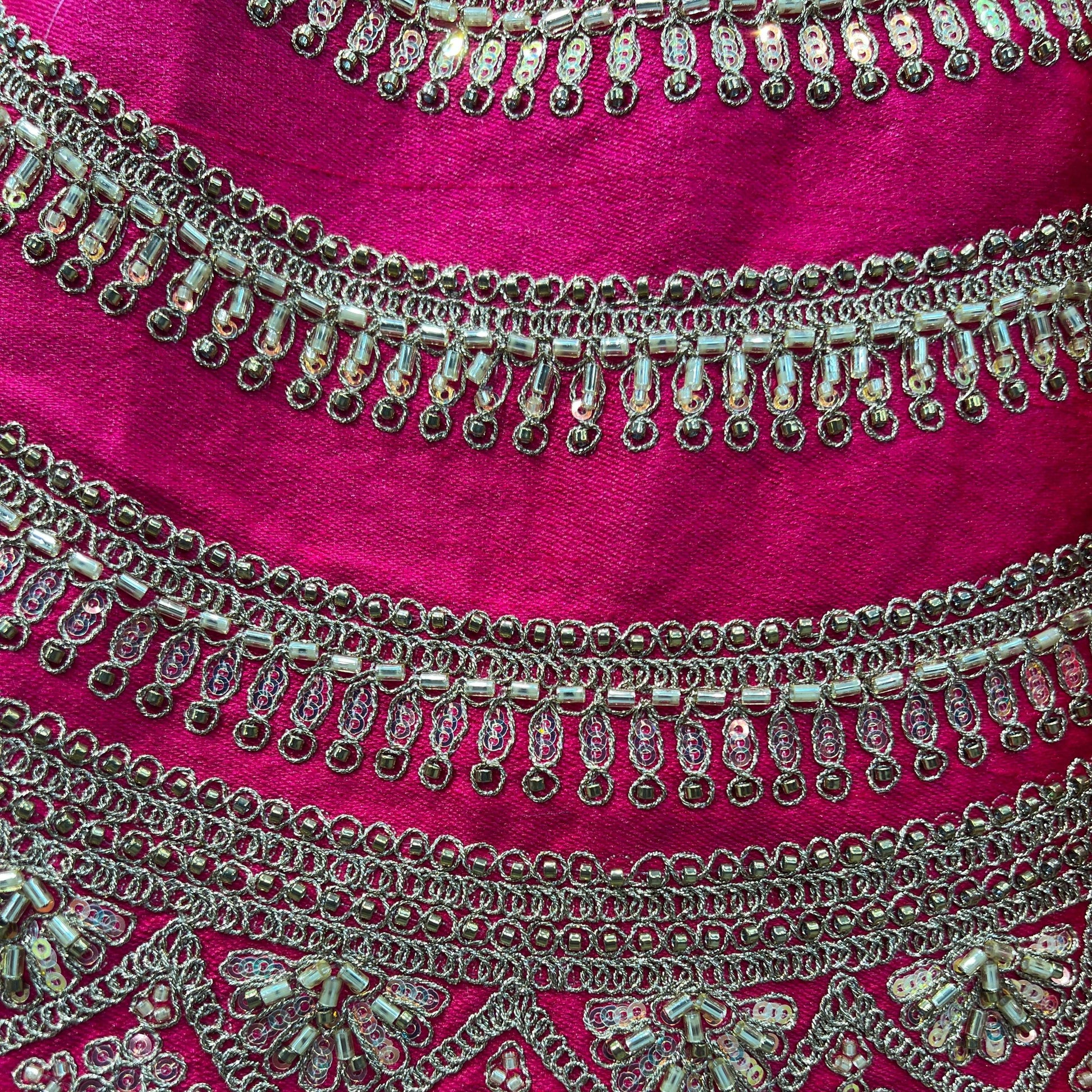 Handwork Rani Pink Bridal Lehenga : Double Dupatta Minimal Style Flared Lehenga