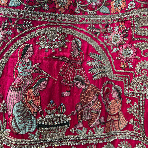 Dulhan in Rani Pink elegance : Storytelling Bridal Lehenga With Veil Dupatta