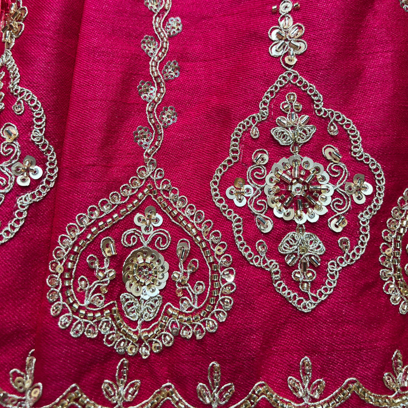 Sangria : Cutdana Pearls Handwork Rani Pink Bridal Lehenga