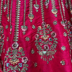 Dulhan in Rani Pink Lehenga : Double Dupatta Flared Bridal Lehenga