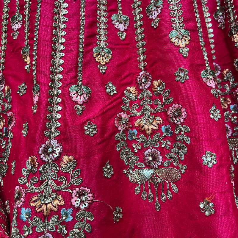 Dulhan in Rani Pink Lehenga : Double Dupatta Flared Bridal Lehenga