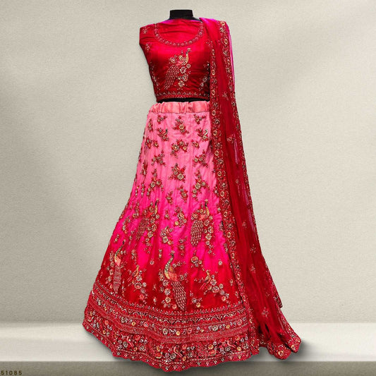 Padmini - The Ombre Party Wear Net Lehenga Designs - Pink JMS Studio {{ Royal Red Bridal Lehenga}}