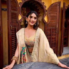 Paithani Collection - Kanjivaram Silk Zari Weaving Golden Lehenga Choli - Green