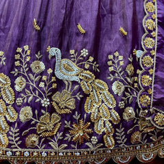Aisha - Beads Cutdana Work Tissue Silk Sider Lehenga - Purple - JMS Studio