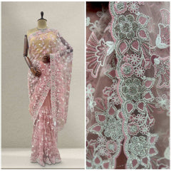 JMS_Studio Designer Boutique Net Handwork Soft Pink Saree