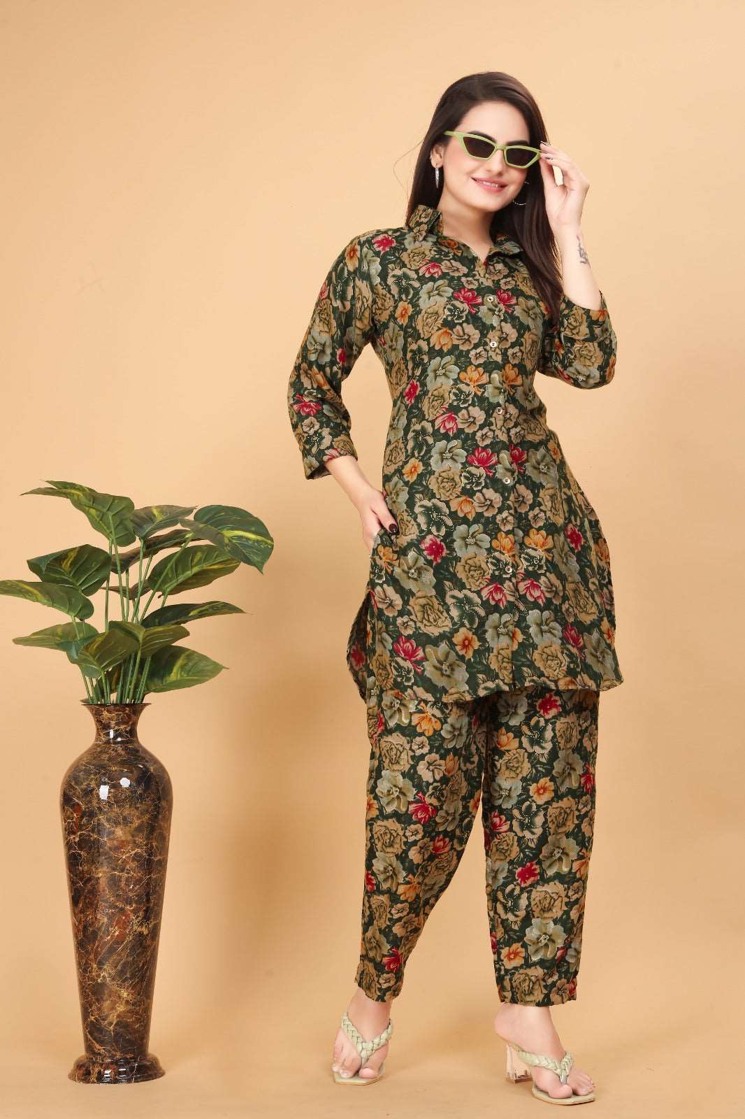 Printed Rayon Cotton 2 Piece Co-ord Set