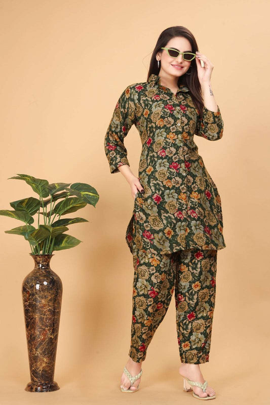 Printed Rayon Cotton 2 Piece Co-ord Set