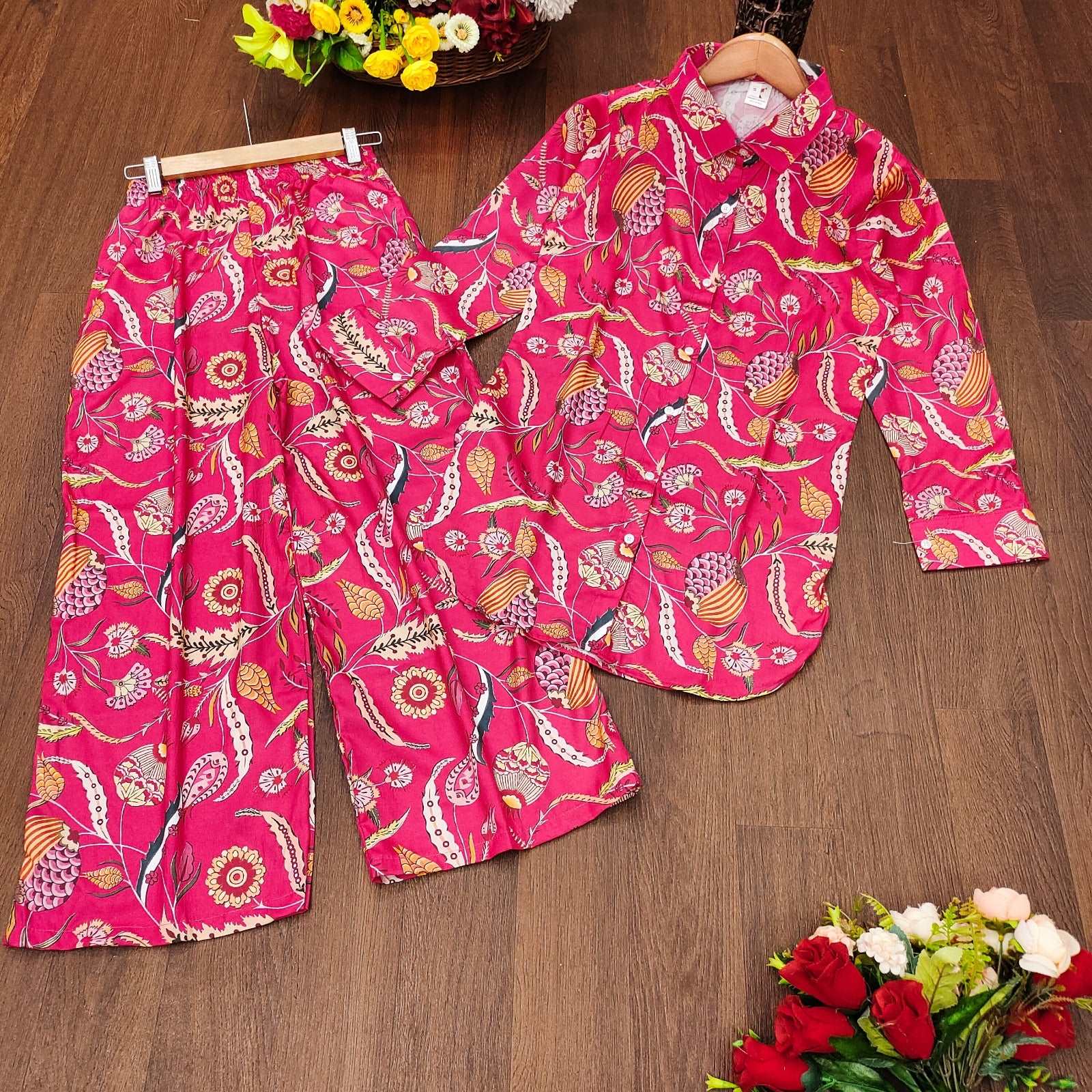 Printed Cotton 2 Piece Co-ord Set JMS Studio {{ Royal Red Bridal Lehenga}}