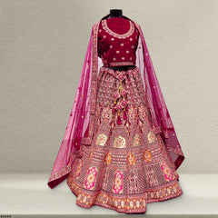 Pagfera : Rani Pink Velvet 9000 Bridal Lehenga