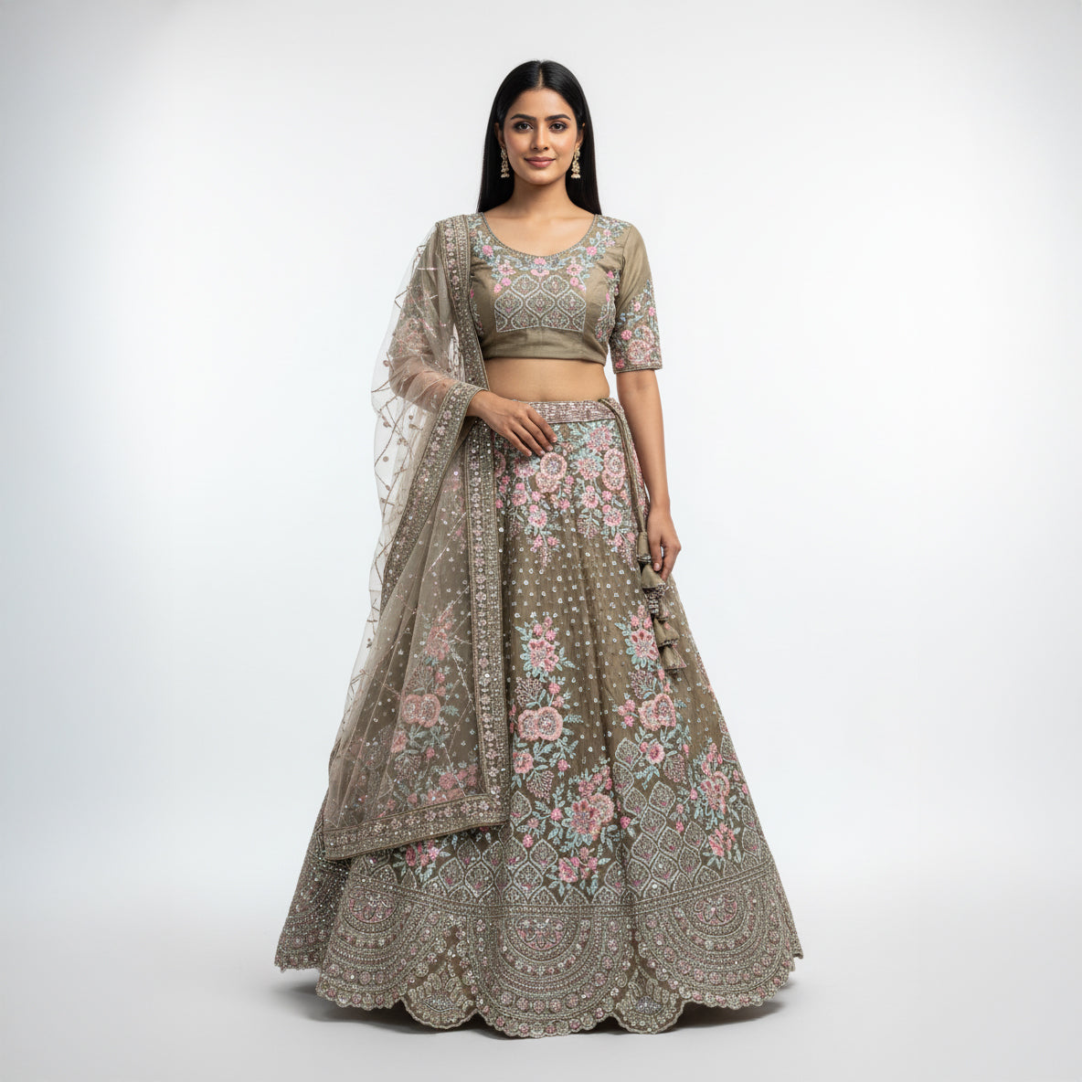 Cherry Blossom -  The Modern Ivory Lehenga for Reception Engagement