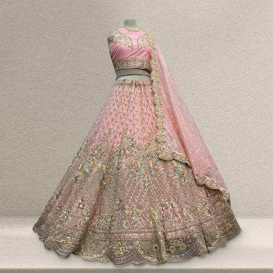 Cherry Blossom - Tissue Silk Modern Engagement & Reception Lehenga Design