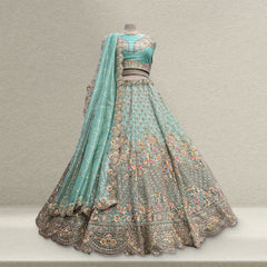 Cherry Blossom - Tissue Silk Modern Engagement & Reception Lehenga Design