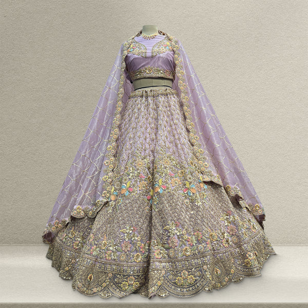 Cherry Blossom - Tissue Silk Modern Engagement & Reception Lehenga Design