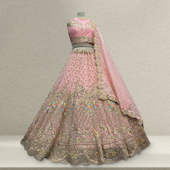 Cherry Blossom - Tissue Silk Modern Engagement & Reception Lehenga Design