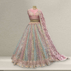 Cherry Blossom - Tissue Silk Multicolor Engagement & Reception Lehenga Design