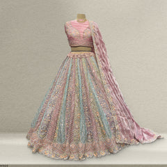 Cherry Blossom - Tissue Silk Multicolor Engagement & Reception Lehenga Design