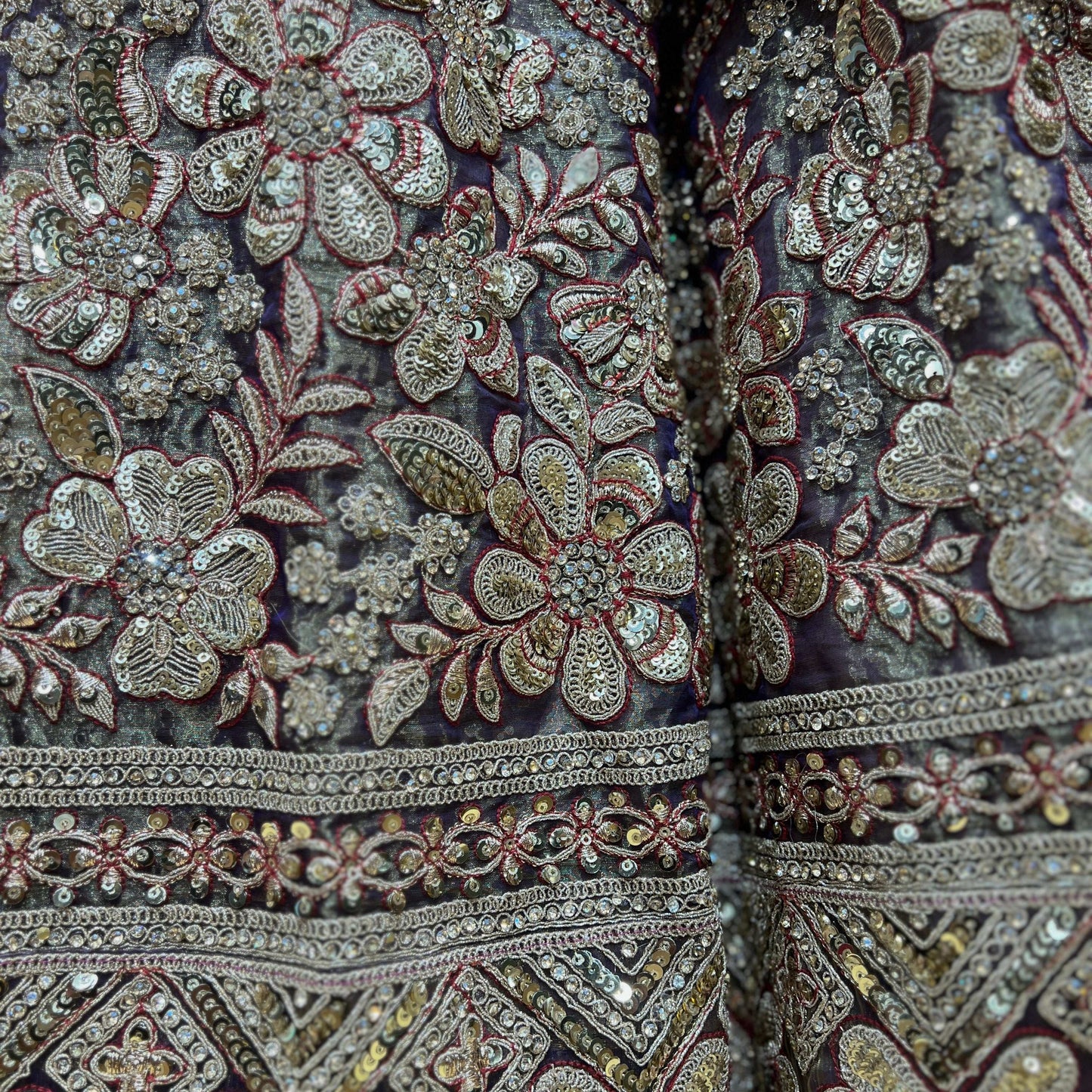 Cherry Blossom - Soft Silk Golden Work Royal Look Partywear Lehenga Purple Satin