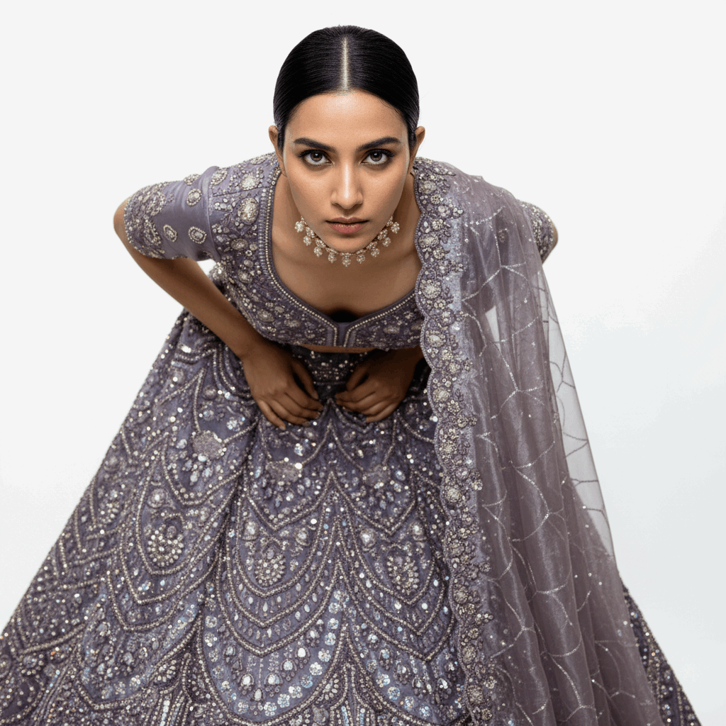 Cherry Blossom - Soft Tissue Mystic Lavender Gorgeous Partywear Lehenga