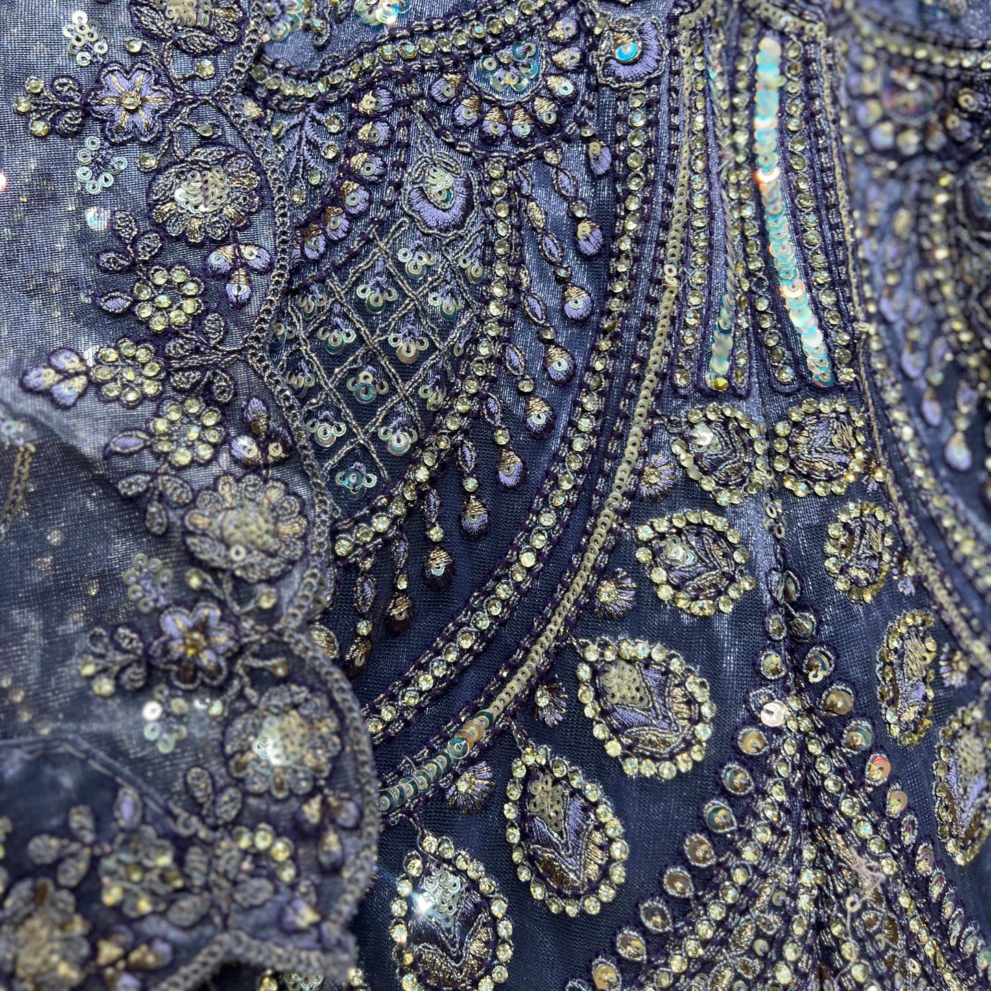 Cherry Blossom - Soft Tissue Blooming Purple Gorgeous Partywear Lehenga