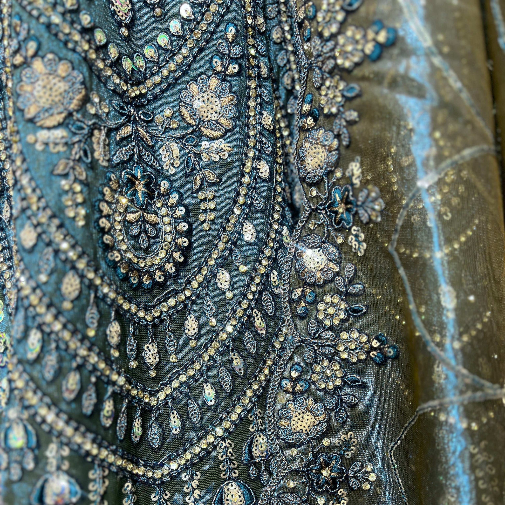 Cherry Blossom - Soft Tissue Mystic Blue Gorgeous Partywear Lehenga