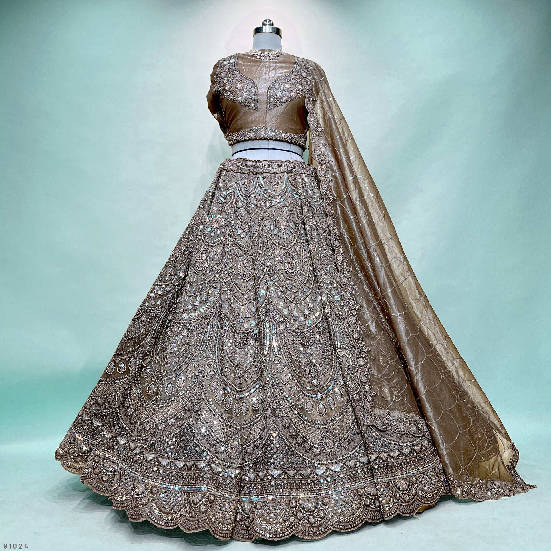 Cherry Blossom - Soft Tissue Royal Bronze Gorgeous Partywear Lehenga