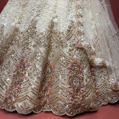Jazzagals - Off White Net Pearl & Cutdana Ombre Handwork Lehenga