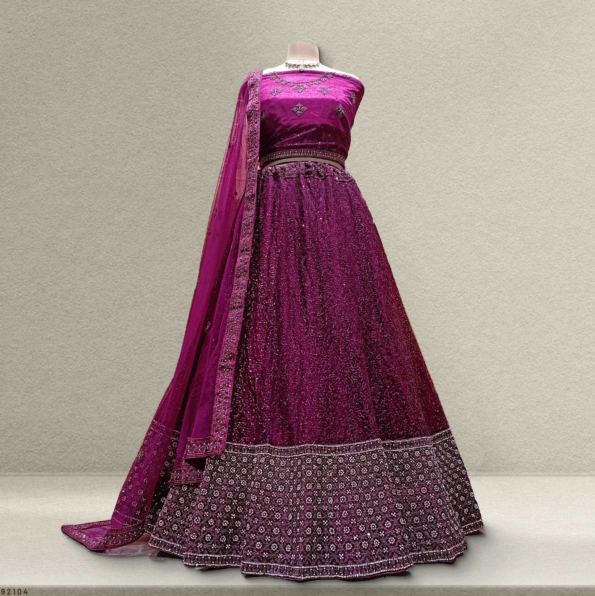 Padmini - Sequins Work Wine Partywear Sider Lehenga