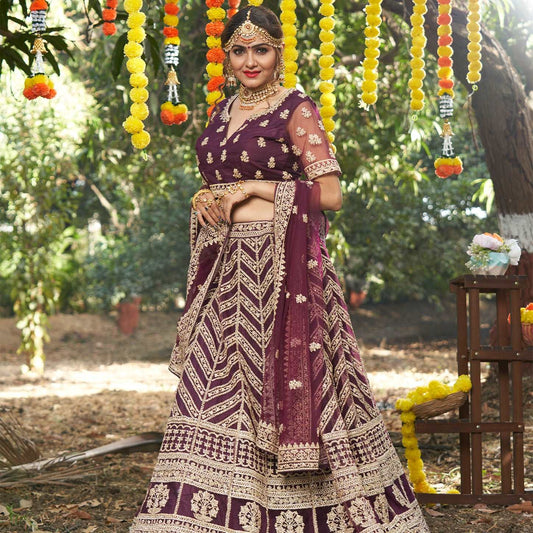 Padmini - The Designer Replica Lehenga Wine JMS Studio {{ Royal Red Bridal Lehenga}}