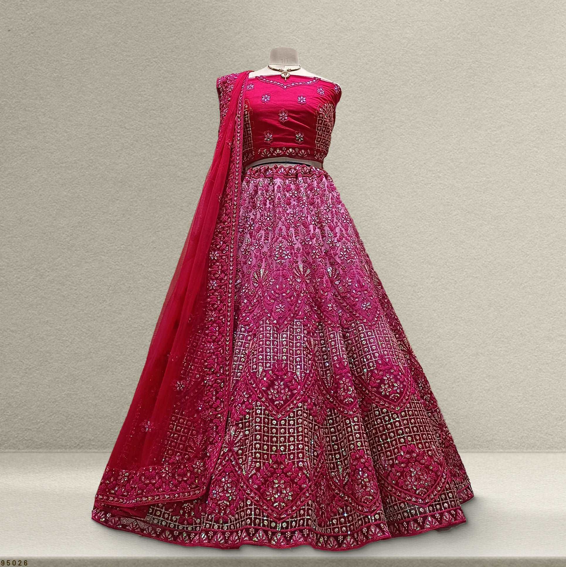 Padmini - Sequins Work Pink Partywear Sider Lehenga