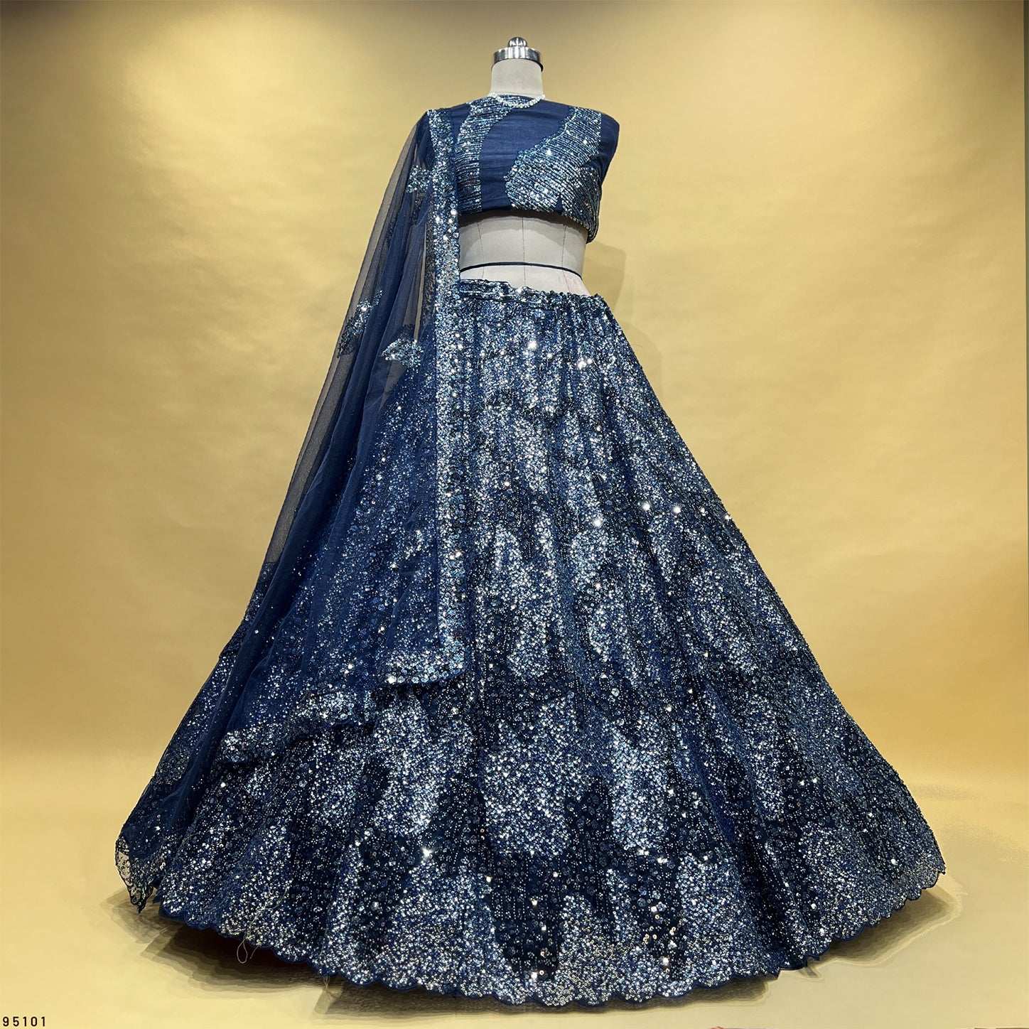 Jazzagals - Designer Handwork Couture Reception Lehenga Navy Blue