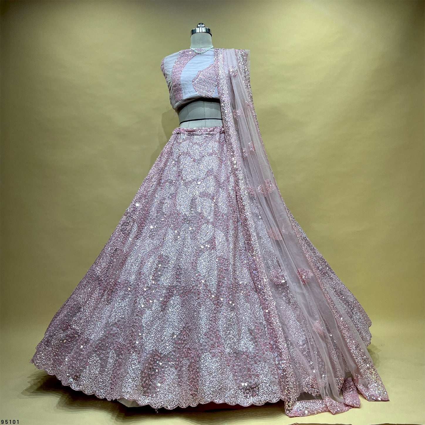 Jazzagals - Designer Handwork Couture Reception Lehenga Onion Pink