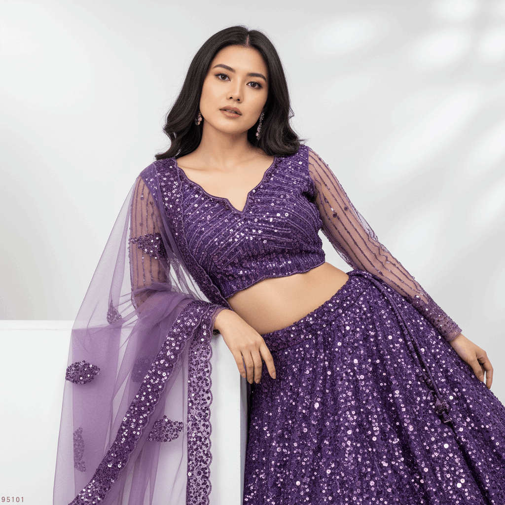 Jazzagals - Designer Handwork Couture Reception Lehenga Deep Wine