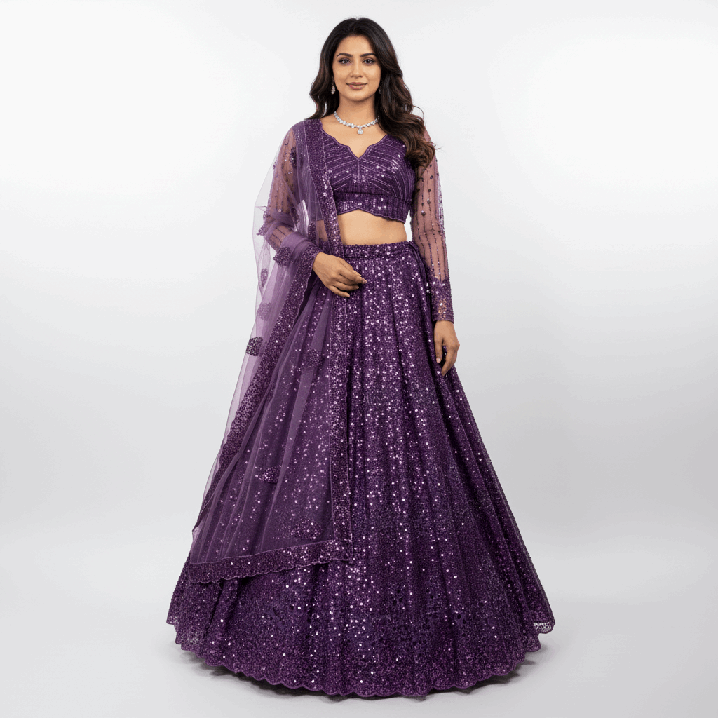 Jazzagals - Designer Handwork Couture Reception Lehenga Deep Wine