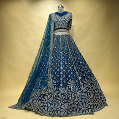 Jazzagals - Beads Handwork Navy Blue Cocktail Lehenga