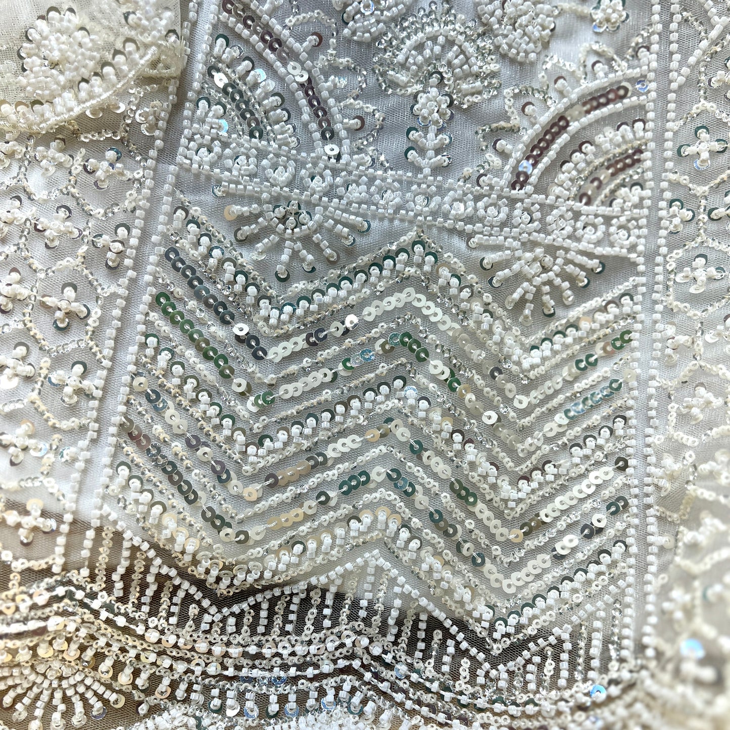 Jazzagals - Beads & Pearls Handwork Off White Dreamy Partywear Lehenga