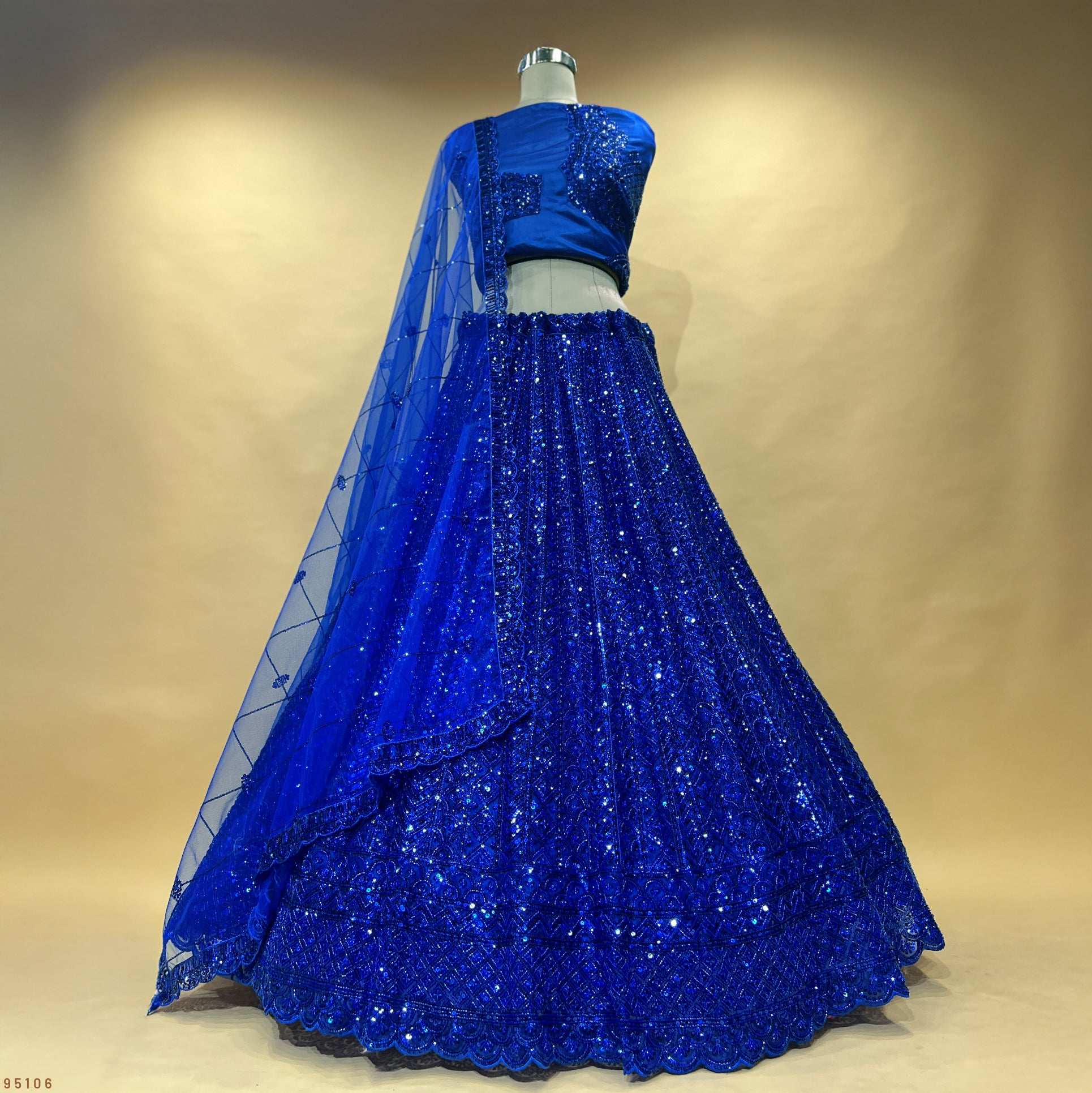 Jazzagals - Monotone Handwork Couture Designer Lehenga Royal Blue