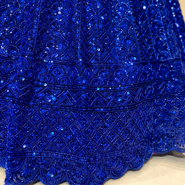 Celestial Collection: Royal Blue Handwork Lehenga with Corset Blouse