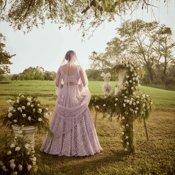 Jazzagals - Peacocks Handworked Designer Lehenga Choli Lilac Pink